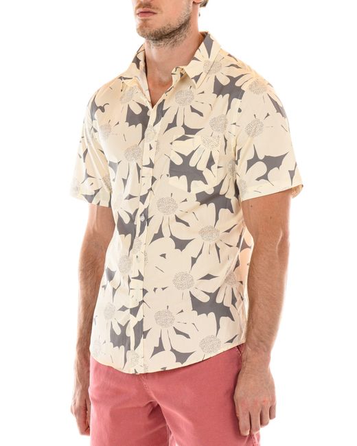 Original Paperbacks Natural Tropical Floral Print Short Sleeve Shirt for men