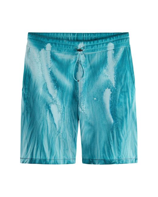 Scotch & Soda Blue Oil Dye Cotton Sweat Shorts for men