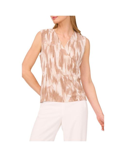 Halogen® Pink Gauze Textured Faux Wrap Top