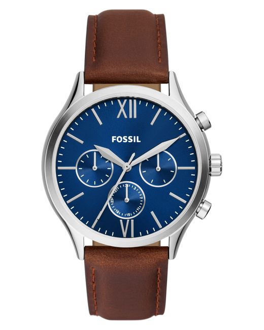 Fossil Blue Fenmore Three-hand Quartz Leather Strap Watch for men