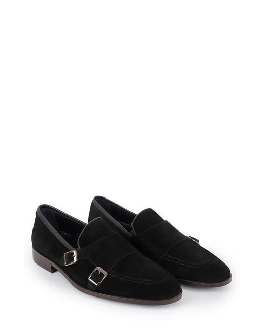 VELLAPAIS Black Elmaton Double Monk Strap Leather Loafer for men