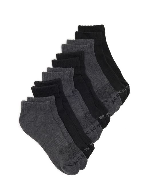 Reebok Black 6-pack Terry Quarter Length Socks for men