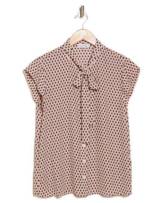 Calvin Klein Multicolor Tie Neck Button-up Shirt
