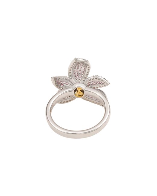 Suzy Levian Pink Sapphire & White Sapphire Flower Ring