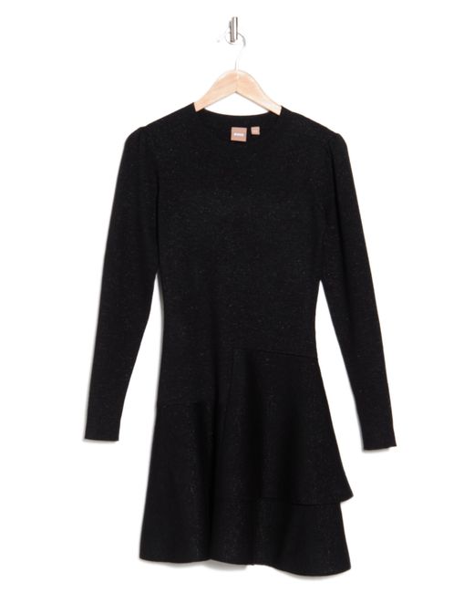 Boss Black Faribella Metallic Long Sleeve Wool Blend Dress