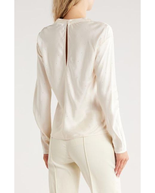 A.L.C. Natural Georgia Embellished Satin Top