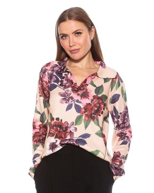 Alexia Admor Red Evander Retro Ruby Notch Neck Tunic Top