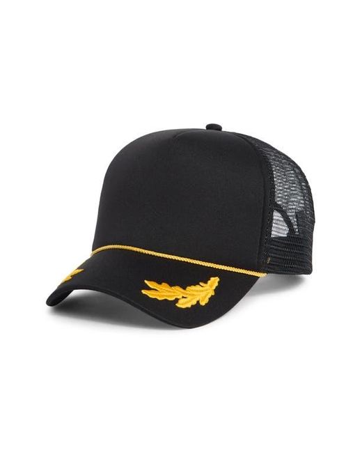 David & Young Black Oak Leaf Mesh Trucker Cap
