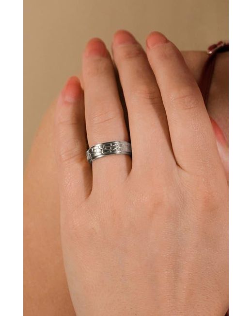 Sterling Forever Metallic Textured Spinner Ring