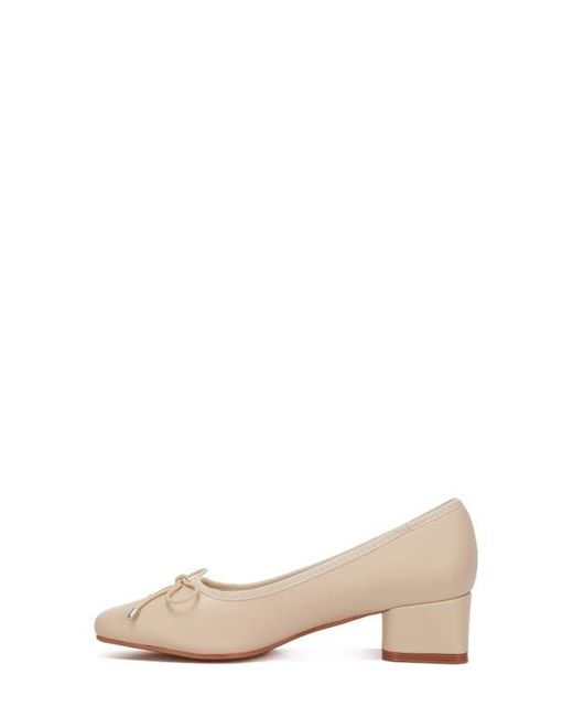 LONDON RAG Natural Sienna Block Heel Ballerina Pump