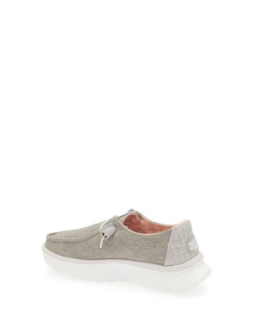 HeyDude White Wendy Peak Chambray Slip-On Moc Toe Shoe