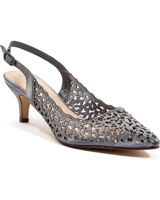Lady Couture Metallic Rhinestone Laser Cut Slingback Pump