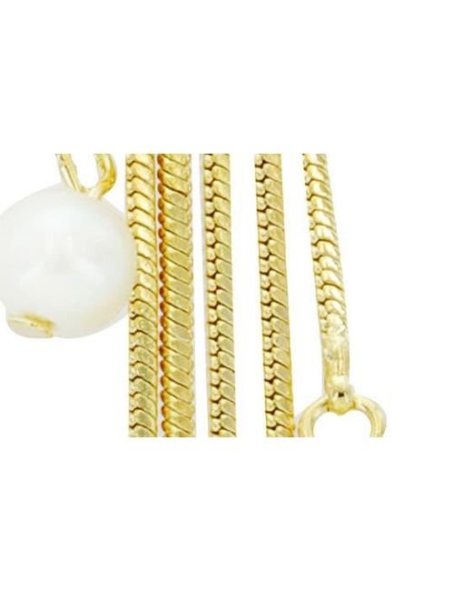 Panacea Metallic Snake Chain Pearl Drop Earrings