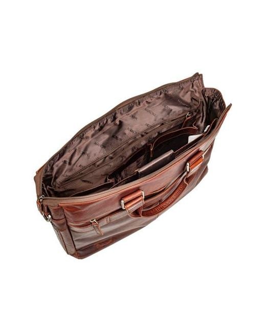 Mancini Brown Leather Briefcase for men