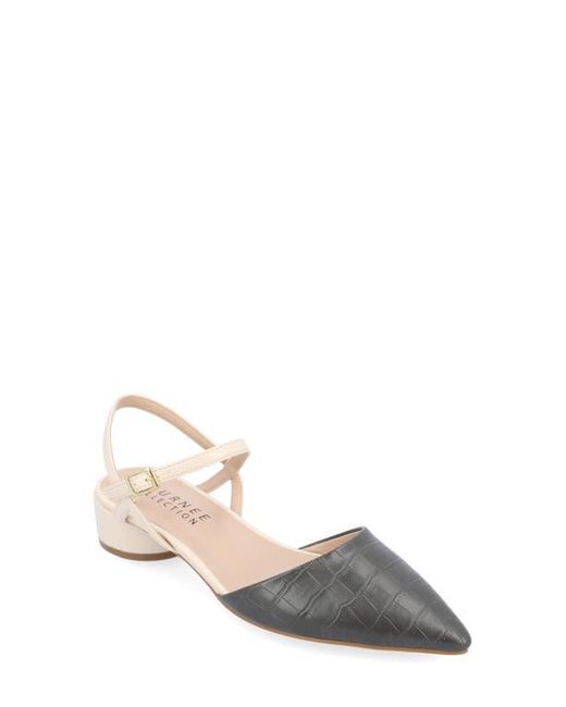 Journee Collection Natural Brynn Croc Embossed Pump