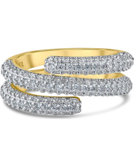 Kenneth Jay Lane Blue Two-Tone Pavé Cubic Zirconia Triple Wrap Ring