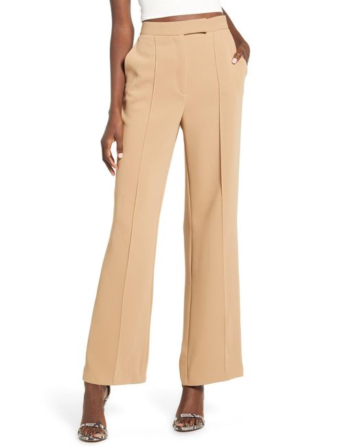 TOPSHOP Camel Pintuck Wide Leg Trousers 