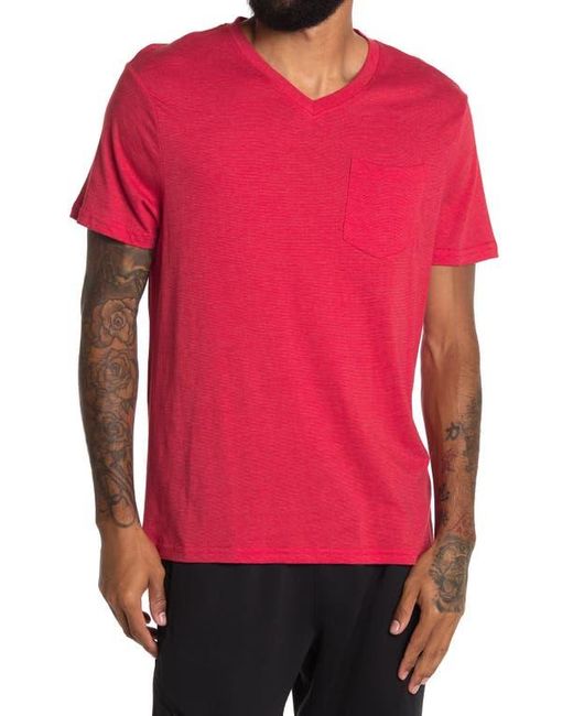 Xray Jeans Red Cotton-Blend Patch Pocket V-Neck Tee for men