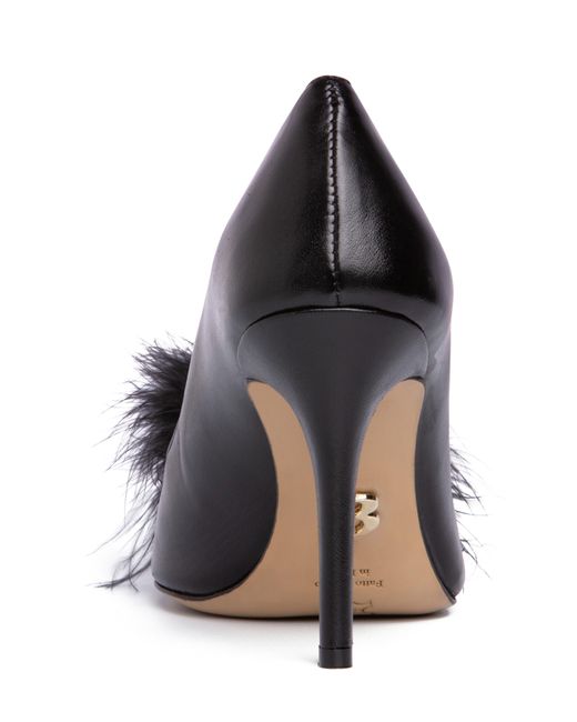 Beautiisoles Black Asia Faux Feather Pointed Toe Pump