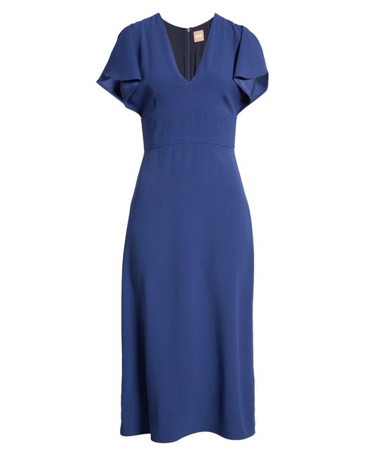 Boss Blue Dawinga Flutter Sleeve A-line Dress
