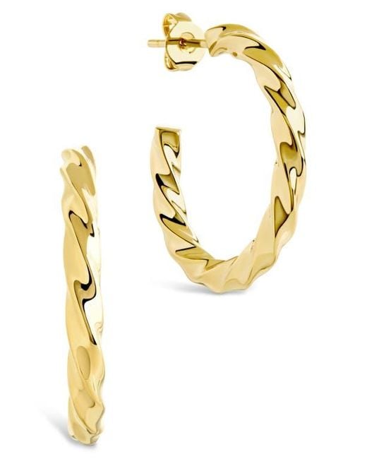 Sterling Forever Metallic Chandler Twisted Hoop Earrings