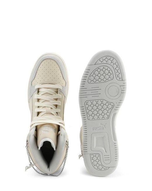 PUMA White Rebound Layup Bling High Top Sneaker