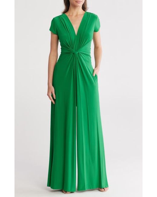 Vince Camuto Green Twist Front Jersey Jumpsuit