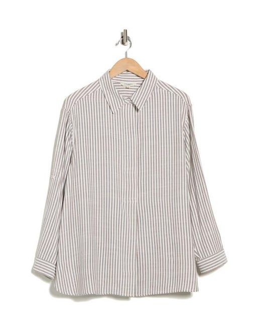 Max Studio White Stripe Popover Tunic