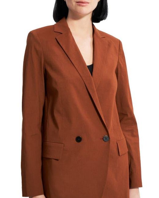 Theory Brown Double Breasted Linen Blend Jacket