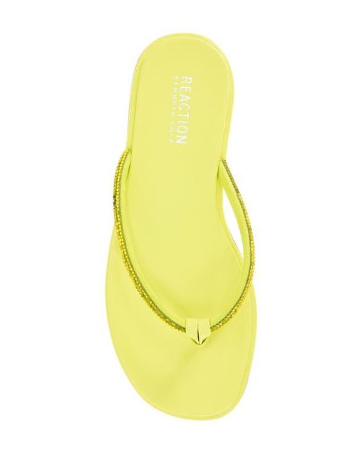 Kenneth Cole Yellow Wynwood Crystal Strap Flip Flop