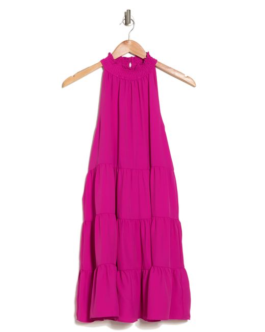1.STATE Pink Smocked Neck Trapeze Dress