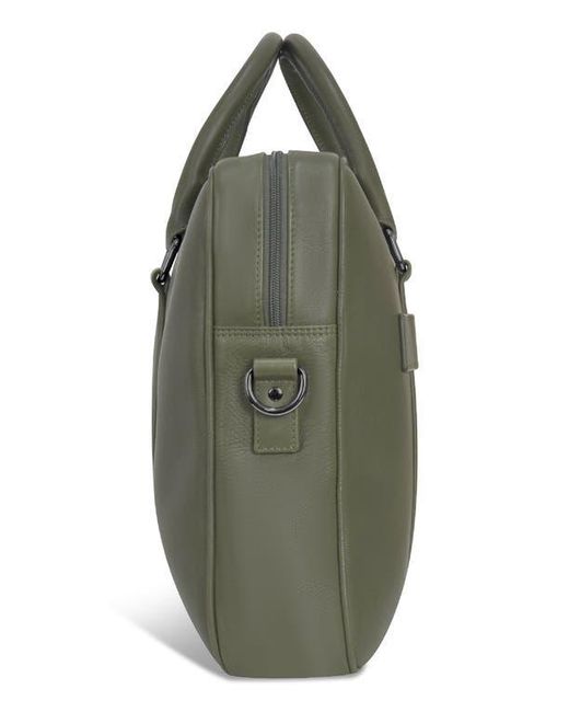 CHAMPS Green Compact Leather Slim Briefcase for men