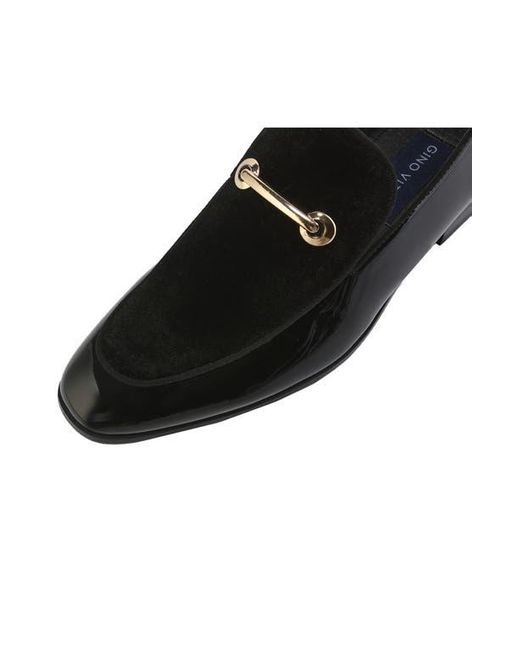 Gino Vitale Black Velvet & Patent Leather Bit Loafer for men