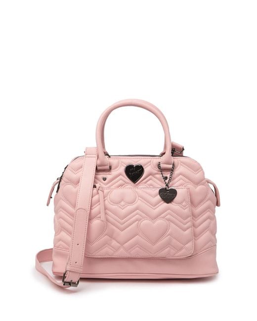 Betsey Johnson Pink Lorraine Quilted Heart Satchel