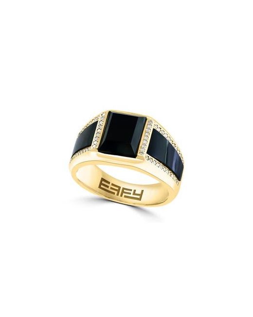 Effy Metallic Diamond & Onyx Signet Ring for men