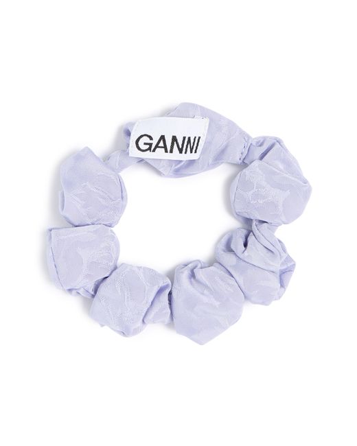 Ganni Blue Jacquard Scrunchie