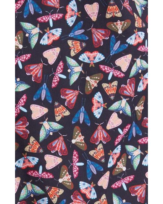 Stone Rose Blue Moth Print Button-Up Shirt for men