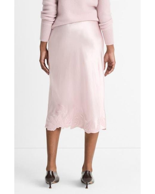 Vince Pink Asymmetric Hem Satin Slip Skirt