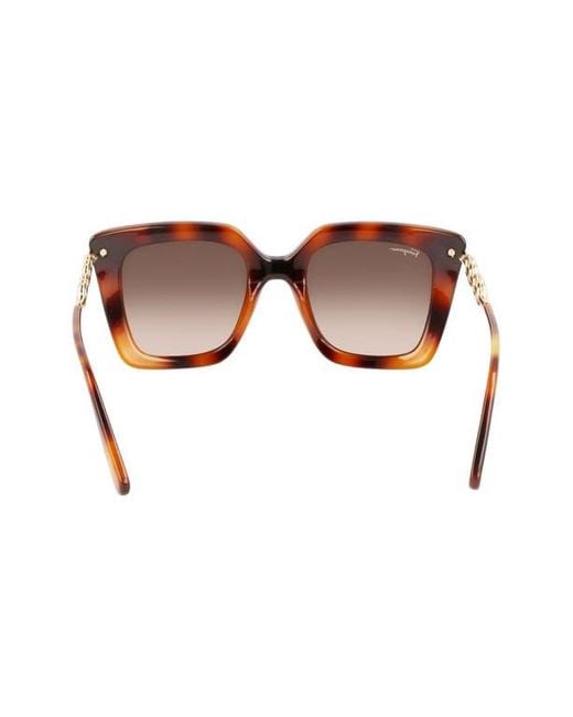 Ferragamo Brown Oversized Rectangular Sunglasses with Logo Hardware