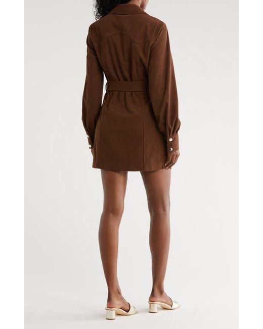 AREA STARS Brown Sosi Long Sleeve Shirtdress