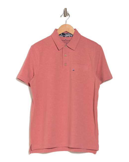 Tailor Vintage Pink Airotec Stretch Slub Jersey Short Sleeve Polo for men