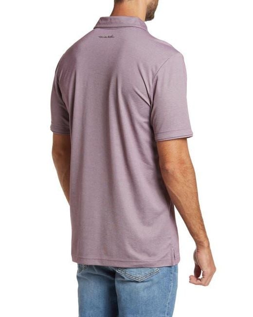 Travis Mathew Purple Heathered Cotton Blend Polo Shirt for men