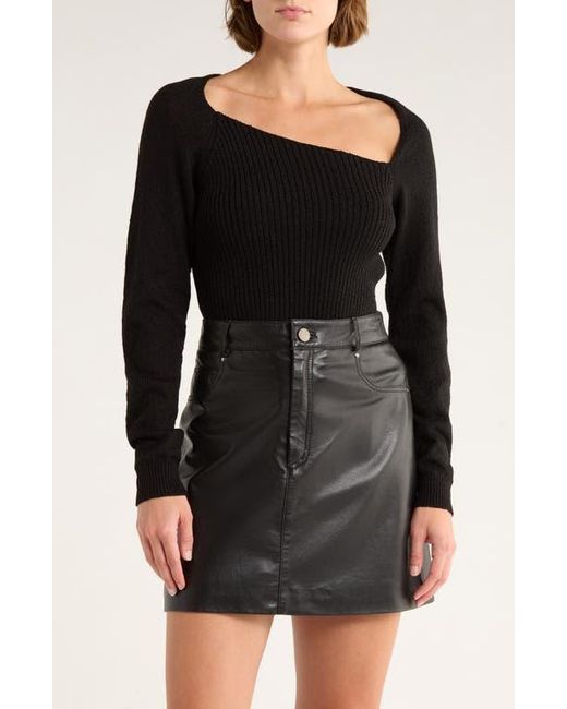 Astr Black Asymmetric Neck Sweater