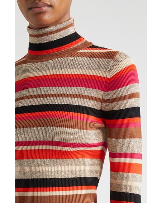 L'Agence Multicolor Olene Metallic Stripe Turtleneck Top
