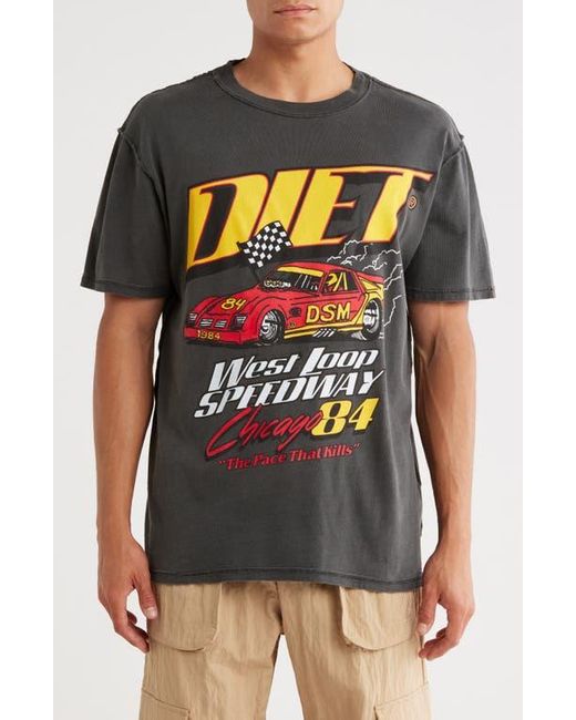 DIET STARTS MONDAY Black West Loop Speedway Graphic T-Shirt for men