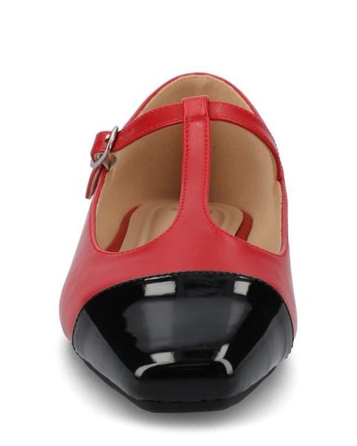 Journee Collection Red Thea T-Strap Flat