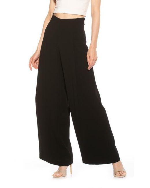 Alexia Admor Black Elia High Waist Pleat Wide Leg Pants
