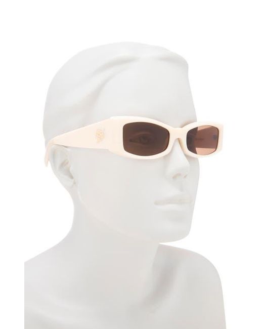 Le Specs White Pretense 54Mm Rectangular Sunglasses