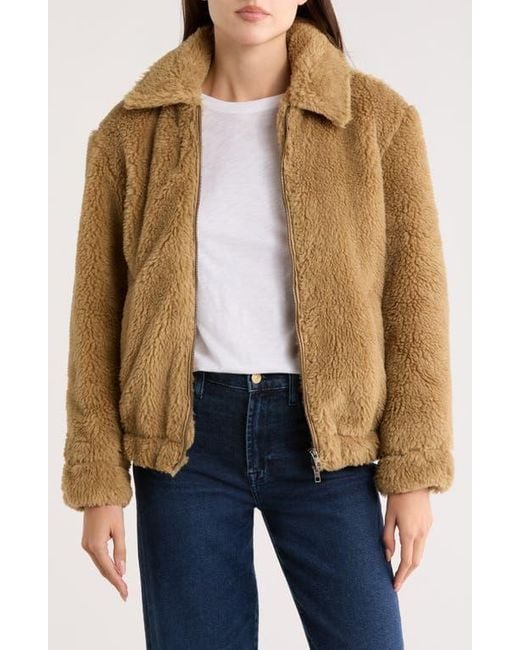 Tahari Blue Fleece Bomber Jacket