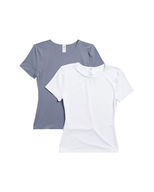 90 Degrees Blue 2-pack Stretch Nylon Crewneck T-shirt